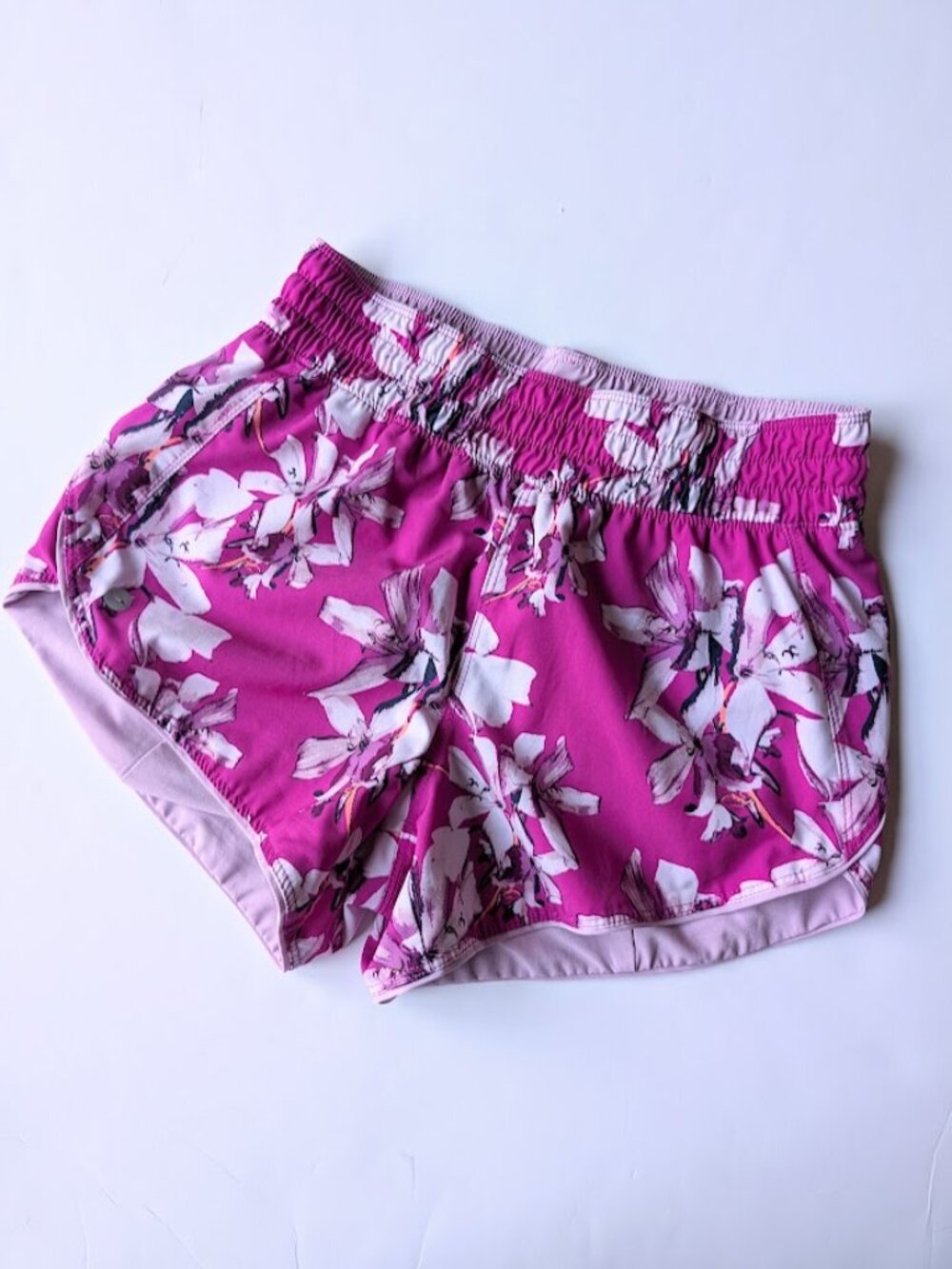 Avia Athletic Active Reversible Floral Magenta Running Shorts Girls L(10-12)